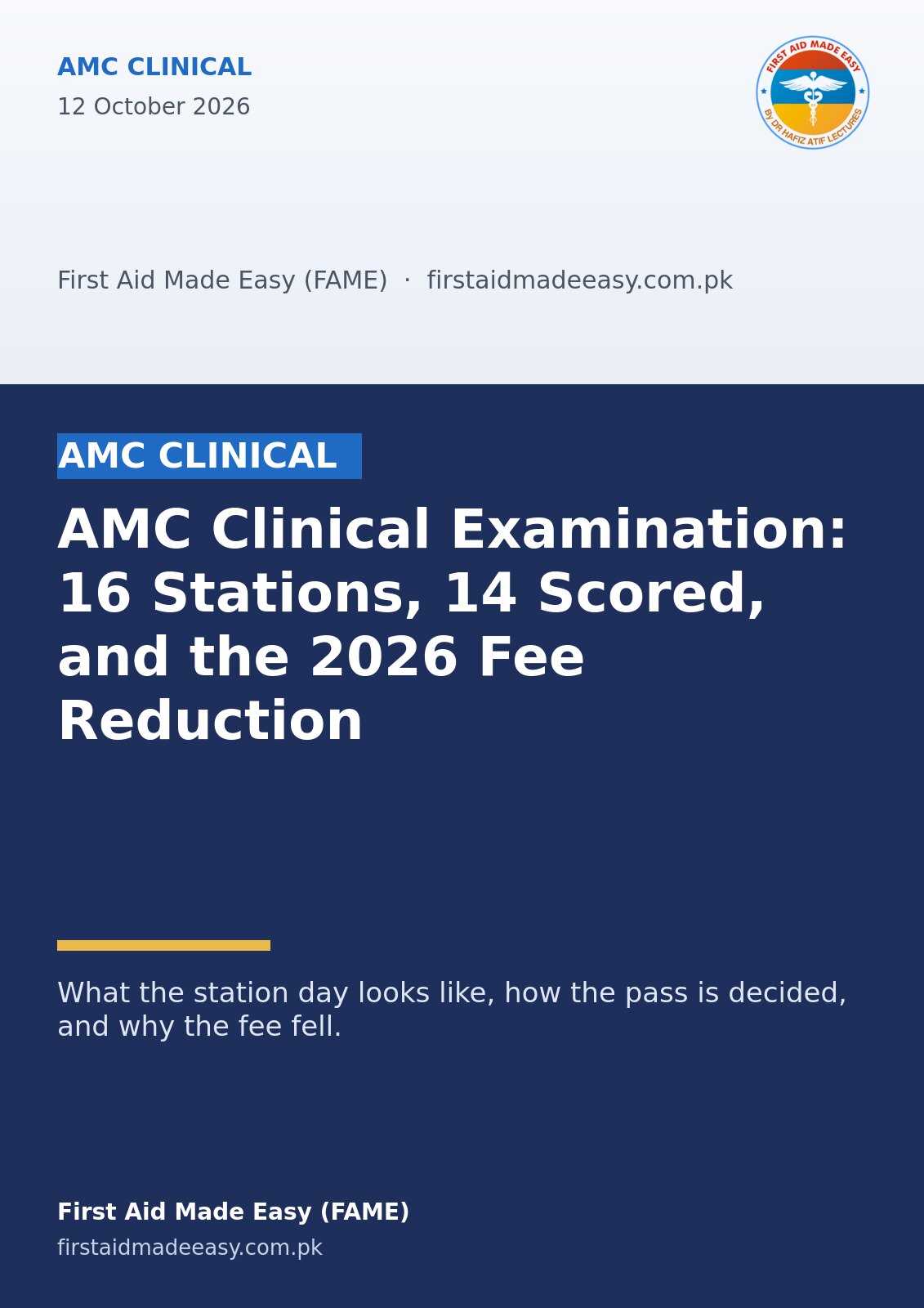 AMC Clinical Examination: 16 Stations, 14 Scored, and the 2026 Fee Reduction