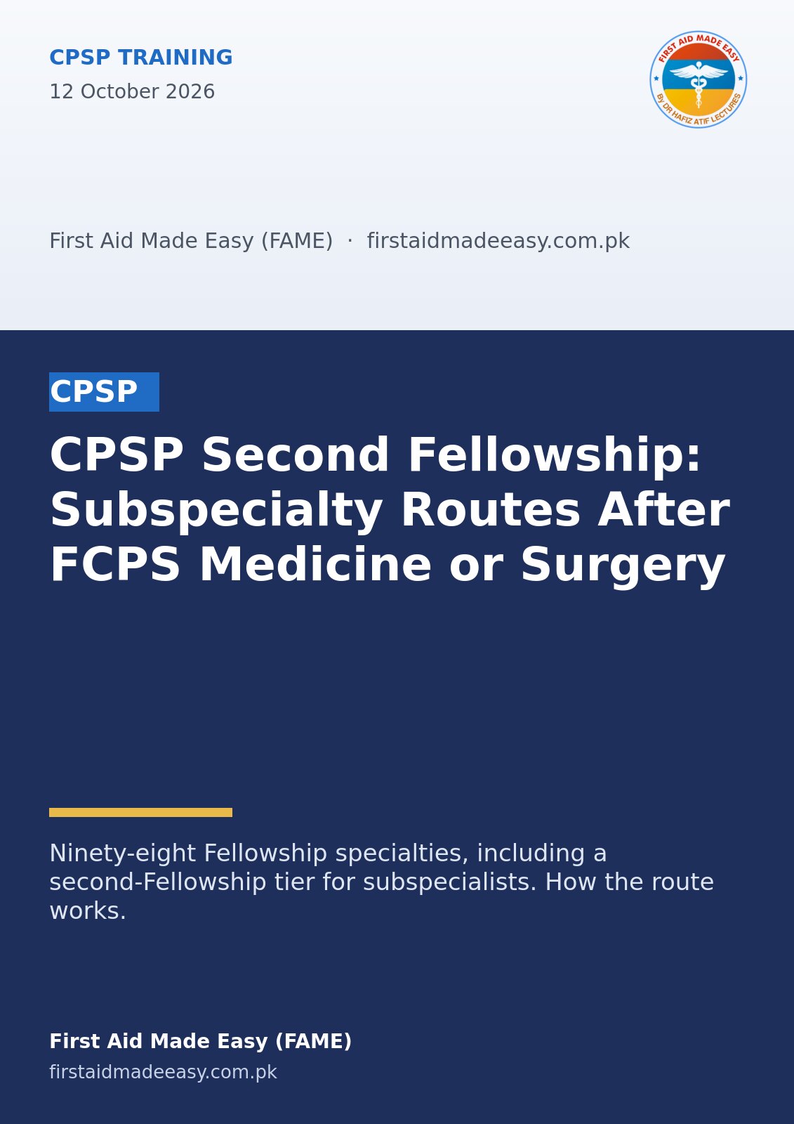 CPSP Second Fellowship: Subspecialty Routes After FCPS Medicine or Surgery