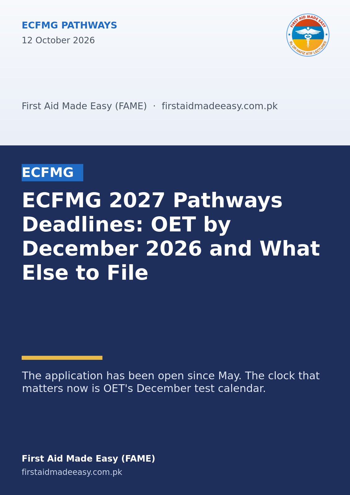 ECFMG 2027 Pathways Deadlines: OET by December 2026 and What Else to File