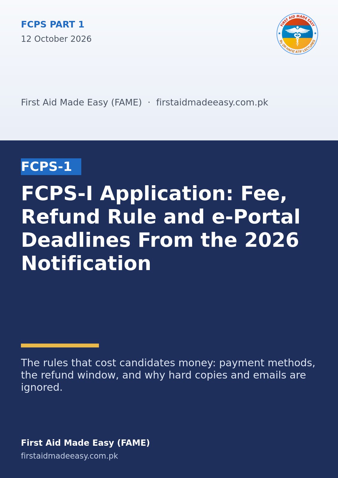 FCPS-I Application: Fee, Refund Rule and e-Portal Deadlines From the 2026 Notification