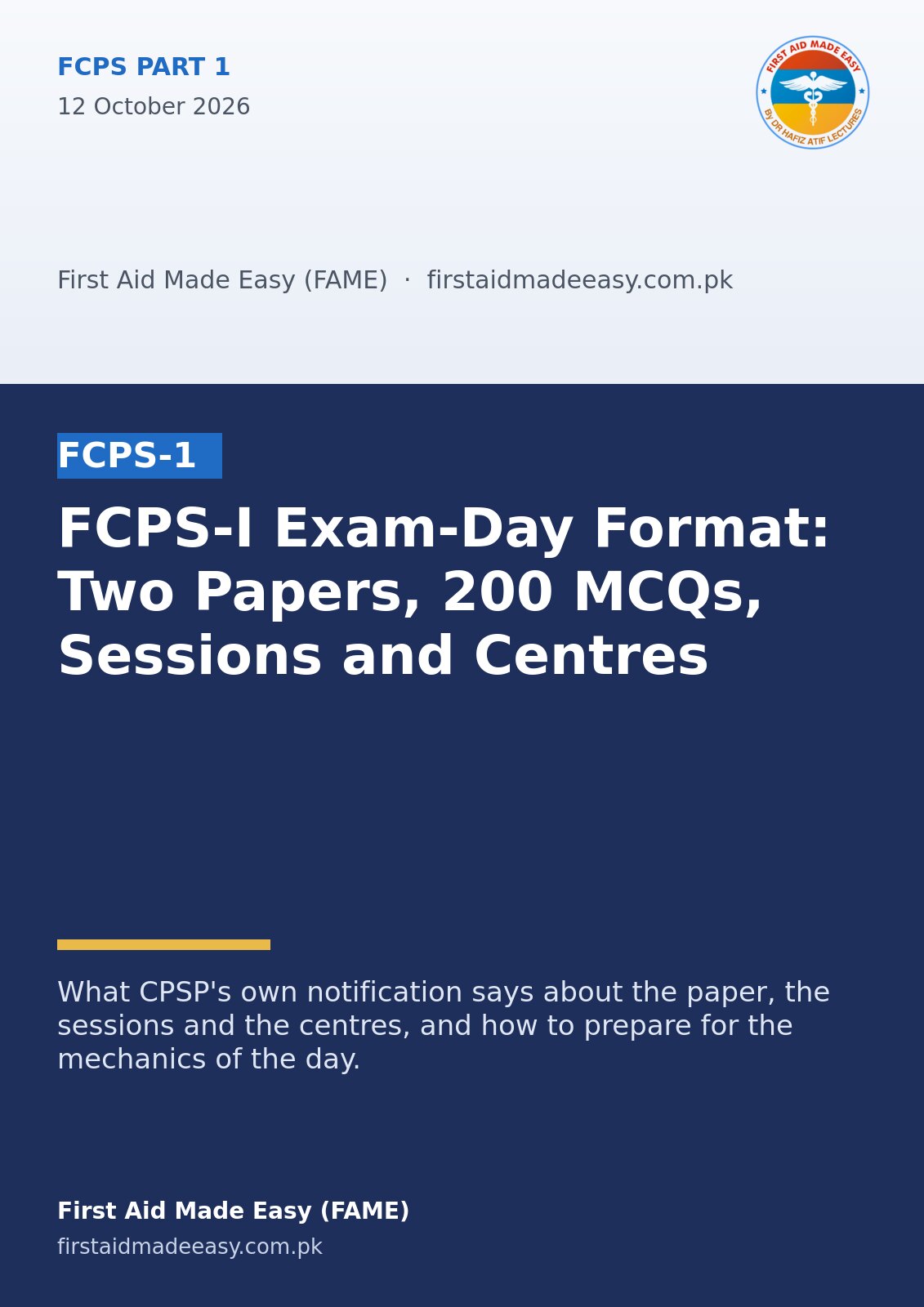 FCPS-I Exam-Day Format: Two Papers, 200 MCQs, Sessions and Centres