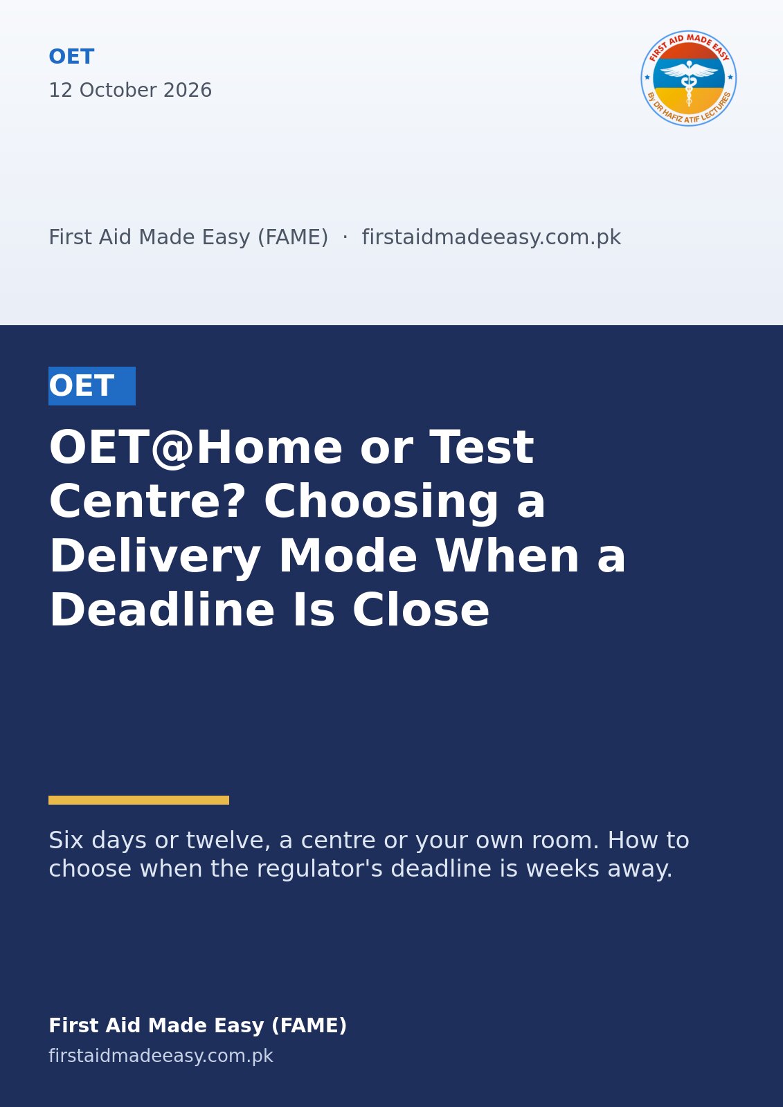 OET@Home or Test Centre? Choosing a Delivery Mode When a Deadline Is Close