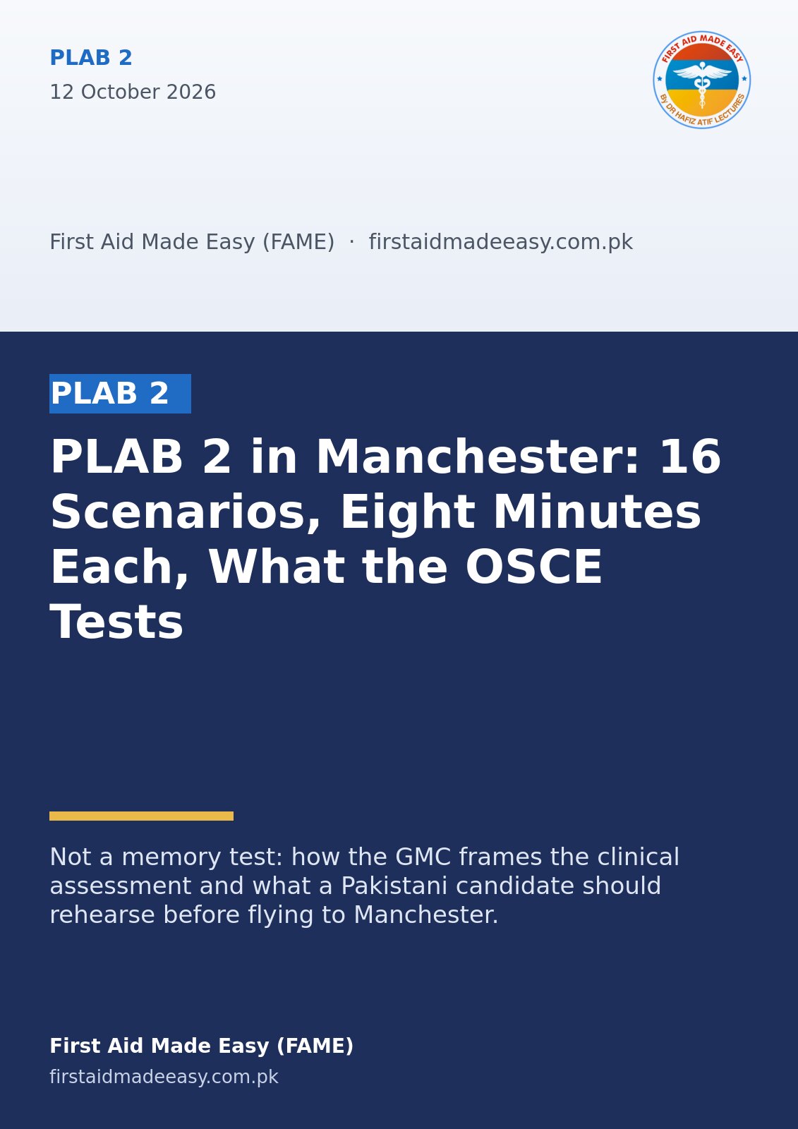PLAB 2 in Manchester: 16 Scenarios, Eight Minutes Each, What the OSCE Tests