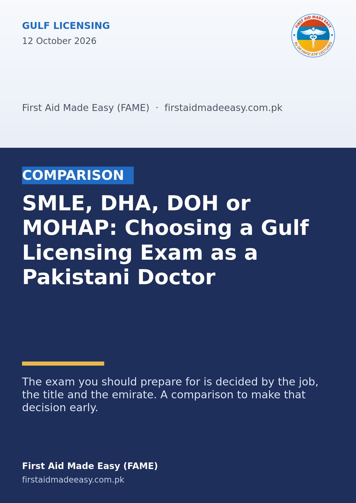 SMLE, DHA, DOH or MOHAP: Choosing a Gulf Licensing Exam as a Pakistani Doctor